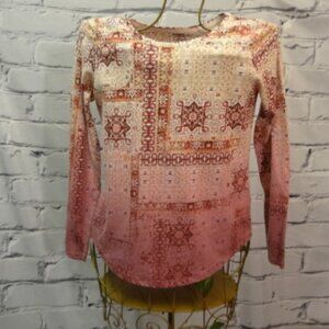 Sonoma Long Sleeve Pretty Pink, Peach & Cream Top